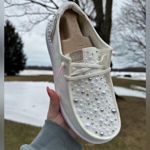 White Bedazzled Hey Dude Shoes